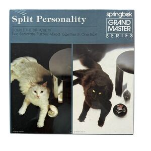 Springbok Split Personality Cats Jigsaw Puzzle Black White Vintage New VTG Gift